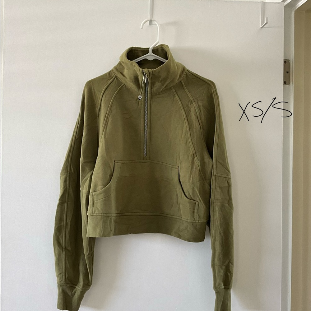 Lululemon Scuba Oversized Funnel Neck Half-Zip Bronze Green xs/s